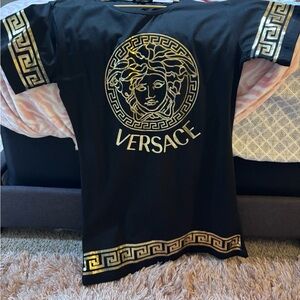 Versace Black Dress Tee with Gold Medusa Design